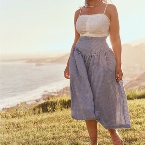 Anthropologie Hutch Gingham Midi Skirt NWT